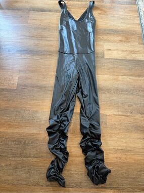 Black Faux-Leather Jumpsuit Size L